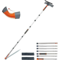 Professional Window Squeegee 2 in 1 Shower Squeegee with Extension Rod, 108 Inch Telescopic Window Washing Equipment Bendable Head, Glass Cleaning Tool for Indoor Outdoor High Windows