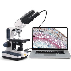 SWIFT SW350B 40x-2500x Magnification Binocular Lab Microscope Research Quality Boiling Pot Head Mechanical Table with 1.3MP Camera and Windows/Mac Compatible Software