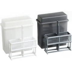 ZZCYLIUXY Färbebehälter, Kunststoffschieber, Färbetank-Set, bis zu 24 Mikroskop-Objektträger, Antigen-Rückholbox, PP-Färbetank und Gestell (graue Box)