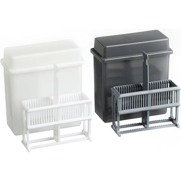 XIAOYANLIU Staining Tray, Plastic Slide Staining Tank Set, Up to 24 Microscope Slides, Antigen Retrieval Box, PP Dye Tank and Rack (White Rack)