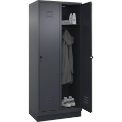 C + P Möbelsysteme C+P | Spind Classic Plus | 2 Abteile | grau | B 800 mm | mit Bodensockel | Drehriegel