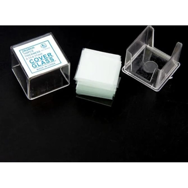 ZTBH Microscope Accessory Kit 100 Pieces 0.13 - 0.17 mm Microscope Square Glass Cover Slips Box Microscopic Slides (Colour: 50 x 50 mm CG100-7)