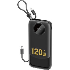 Dudao Powerbank K13 10000mAh ar integrētu kabeli - melns