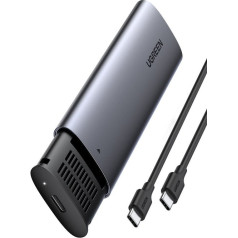 Ugreen ssd m.2 diskdziņa korpuss usb 3.2 gen 2 (superspeed usb 10 gbps) + usb c tipa kabelis 0.5m pelēks (cm400 10902)