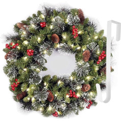 40 cm Christmas Wreath, Advent Wreath, Hanging Christmas Decoration, Door Wreath, Hook, Christmas Door Decoration for Home, Office, Christmas Decor (Green)