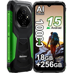 Blackview Fort 1 Android 15 Outdoor Mobile Phone without Contract 2025, 18GB + 256GB Outdoor Smartphone 4G, 16MP AI Camera, 6.56 Inch HD+ Screen, 10000mAh, IP68 Waterproof Construction Site Mobile