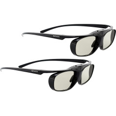 2x Hi-SHOCK® «Black Heaven» | Active RF 3D glasses for EPSON® RF Projectors or 2013-16 Smart 3DTV ‘s (Bluetooth) | incl. accessories + 3 years warranty [120 Hz | RF / BT | rechargeable | 32g | black]