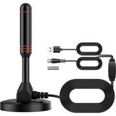 Vecys Digital TV Aerial DVB-T2 Portable TV DTMB Aerial Indoor Outdoor with Magnetic Base with 5M Cable, USB and TV Plug