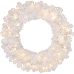 SHATCHI Lighted Christmas Wreath 55cm Alaskan Pine for Fireplaces Home Wall Door Stairs White Artificial Christmas Tree Garden Yard Decorations with 30 Warm White LEDs