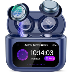 ZYHKON Bluetooth Headphones, 2025 Mini Sleep Headphones Bluetooth 5.4 with Touch Screen, In-Ear Sleep Headphones with Noise Cancellation, Sleep Mode, Wireless Headphones with Clear Communication, Blue