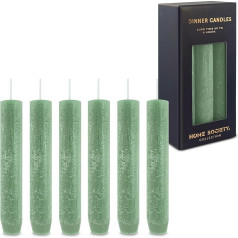 Rustic Taper Candles Set of 6 Green - Short Dinner Candles in Celadon & Mint Green, 8 Hours Burning Time, Tapered for Candle Holders, Unscented, No Palm Oil, Dyed, Advent Wreath & Decoration