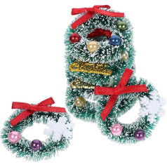 JOINPAYA 6 Stück Mini-Weihnachtskranz: Miniatur-Weihnachtsbaum Frost Sisal hängende künstliche Ornamente für Puppenhaus Verzierungen Dekoration Winter