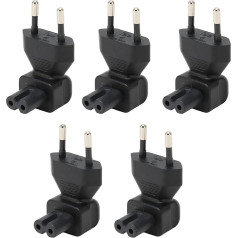 5 Pack EU Plug to IEC320 C7 Power Supply 90 Degree Elbow Universal Travel Adapter EU Plug to IEC320 C7 Female Socket Plug Converter for Laptop