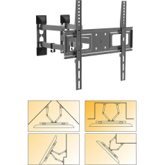 Multifunctional Swivelling Tilting TV Wall Mount Corner Mounting Wall Offset Mounting Recess Mounting VESA up to max. 400 x 400 for 26-55 Inches Extendible to Max. 47 cm Bracket