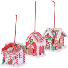 Toyvian Pack of 3 Christmas House Pendants Christmas House Decorations Christmas Tree Gingerbread House Candy House Decorate Desktop Christmas Gingerbread House Decoration Resin Country Mint