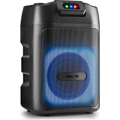 NGS Wild Club Portable Bluetooth 5.2 Speaker with 80W Power, TWS Laser Lights, Dual Microphone Input, USB/AUX/TF Battery, 5400mAh, Karaoke, LED Sound, RGB