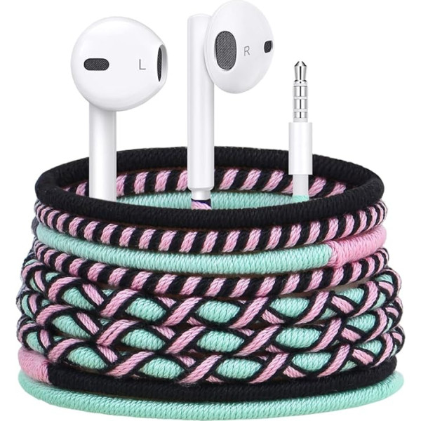 URIZONS Wired Colourful Headphones for Children - In-Ear Headphones with Wired Earphones Microphone and Remote Control In-Ear Headphones for Laptop Tablets Android Braided Thread Rainbow