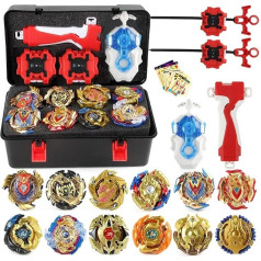 12 Pcs Battling Top Gyros Turbos Set, Spinning Top 4D Toy Gift 3 Launcher with Box Set-07A
