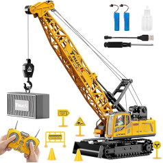 Remote Controlled Crane Toy, 1:16 RC Crane with 13 Channels, 2.4G Crane Toy with Lights, Spray Mist, Realistic Sound Effects, Large Cranes, Construction Vehicles, Gifts for Children 6+ Years