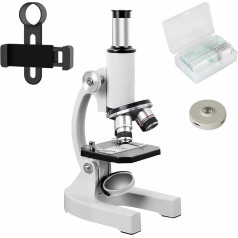 Microscope, 200-4000X Magnification Biological Education Microscope for Student and Adult with Mobile Phone Clip, Biological Sample and Fill Light (White)
