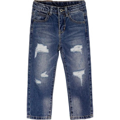 KIDSCOOL SPACE Baby Girls Toddler Elastic Band Inside Ripped Denim Pants