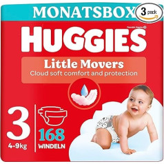 Huggies Little Movers Disney Baby Nappies Size 3 168 (3 x 56) Monthly Box
