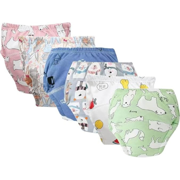 Underwear, Training Pants for S, Pack of 6 Cute Training Pants, Reusable, Colourful Cartoon Animal Training Underpants
