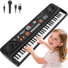 61 Tasten Klavier für Kinder Elektronisches Keyboard mit LCD-Bildschirm Mikrofon Musikinstrument Spielzeug für Jungen und Mädchen 3 4 5 6 7 8 Geschenke
