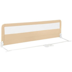 COSTWAY Foldable Bed Rail, 180 cm Long Bed Guard with Safety Belts, Fall Protection, 180° Foldable Box Spring Bed for Baby and Toddlers (Beige)