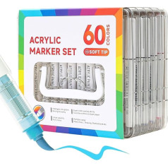 Generisch Colouring Pens for Adults, Sketching Pencils, 60 Colours, Acrylic Marker Set, Creative for Painting on Glass, Fabric, Wood for Children and Adults