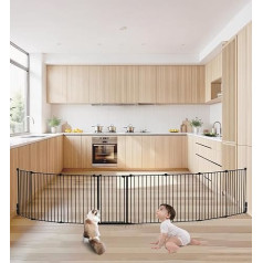 VEVOR Baby Gate Divider Safety Gate (4877 mm W x 711 mm H), 8-Piece Foldable Dog Gate, Can Be Installed Between Two Walls or as a Fence, One-Handed Opening, for Stairs and Doors, Black
