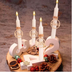 Advent Candle Holders, Set of 4 Candle Holders Numbers with Advent Wreath Numbers 1-4, Candle Holder Advent Wreath Made of Plaster, Candle Holder Christmas Wreath for Table Decoration, Christmas