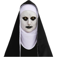 Halloween Nonne Vollkopf Latex Maske Realistische Gruselige Gruselparty Cosplay für Erwachsene (Schließen Mund)