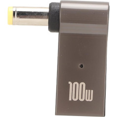 ciciglow PD USB Type C Female I to DC Adapter, 90 Degree 100W Aluminium Alloy Elbow Notebook Power Supply Type C Female to DC Male (5.5 x 2.5 mm)