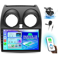 OiLiehu 6+128G 8 Core Android 13 Double DIN CarPlay Android Car Radio for Nissan Qashqai J10 2006-2013 Car Radio with Screen 9 Inch with Bluetooth GPS FM RDS WiFi SWC DSP/EQ + Reversing Camera