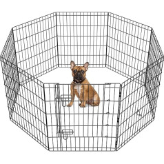 Yaheetech 8-Piece Puppy Playpen 76 cm High Puppy Run for Dogs Home & Garden, Foldable, Outdoor Run Puppy Fence with Door, Assembly Tool-Free
