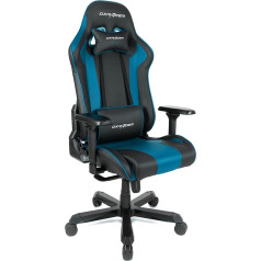 Robas Lund DX Racer K99 Gaming Chair, Desk Chair with Rocker Function, Height-Adjustable Swivel Chair, E-Sport, Adjustable Armrests, 4D, Black/Blue, PU