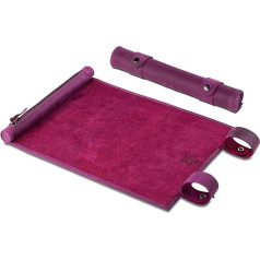 RPG Rolling Dice Mat - Handmade Dice Mat Made of Real Leather - Pen and Paper Mat with Cube Compartment - for Fantasy Role Playing Games (Purple)