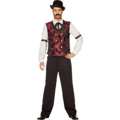 shoperama Wildwest Saloon Bartender Men's Costume Shirt with Tie and Vest Cowboy Western