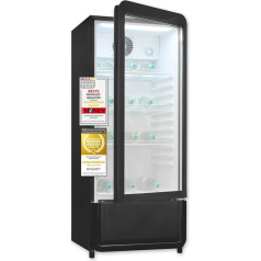 Exquisit CoolPro, GKS180-GT-430D Glass Door Refrigerator, 133 cm Height, 200 L Drinks Fridge with LED, Recirculation, 3 Adjustable Shelves, Black
