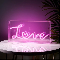 Lights4fun LED Neon Lettering Table Lamp Wall Light Love Power Operated Indoor Mother's Day Gift