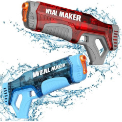 Artcool Electric Water Gun, Fast Automatic Suction Power, 220+ Continuous Water Gun, Range 7-9 m, Powerful and Waterproof Water Pistols IP67 for Adults (Red + Blue)