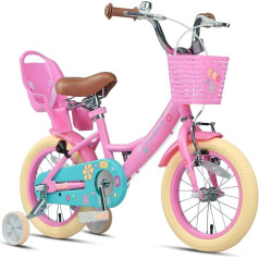 Glerc Maggie Mädchen Fahrad 12 14 16 20 Zoll KinderFahrrad für 3-12 jährige Mädchen mit Puppenradsitz & Korb & Stützrädern