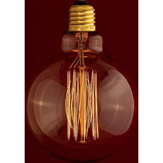 William & Watson Edison Globe Filament Light Bulb E27 ES Screw Cap 40W Large G95 Vintage Squirrel Cage Dimmable Retro Light Bulb Old Fashioned Decorative Lamp with Amber Glass