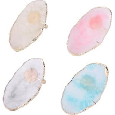 CALLARON Set of 4 Nail Art Ring Palette UV Mixed Palette Nail Gel Polish Finger Rings Plate Ring Tray Nail Art Palette The Ring Nail Polish Board Manicure Colour Tray Resin
