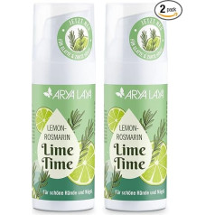 ARYA LAYA Lemon Rosemary Hand Care in Double Pack (2 x 50 ml) - Lime Time (Special Edition) for Delicate Hands, in Practical Airless Dispenser, Vegan