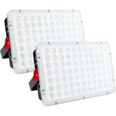 CREATESTAR LED Outdoor Spotlight, Pack of 2, 200 W Construction Spotlight, 20000 lm, Outdoor Spotlight, 6500 K Cool White Spotlight, IP66 Waterproof, LED Floodlight for Warehouse, Garden, Garage,