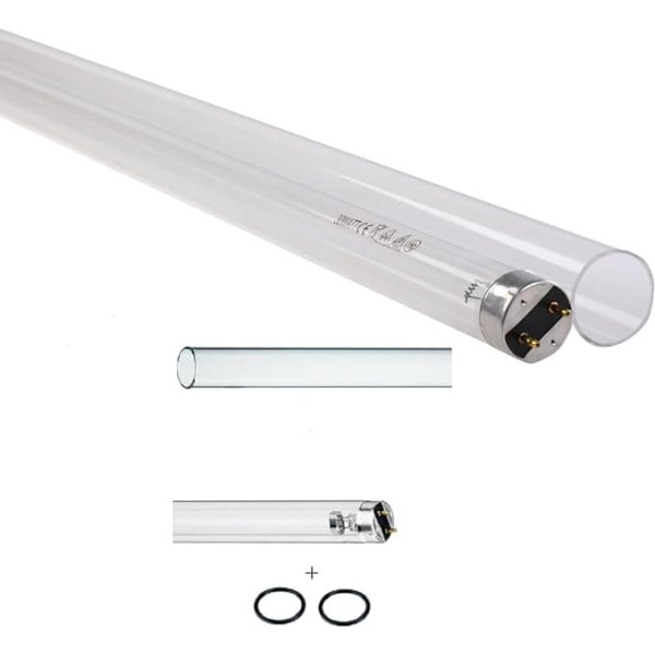 Koi Herdecke 30 Watt UVC Replacement Lamp for Pond Clarifier | TL Base | Quartz Glass Set 895 mm | 8000 Hours Operating Time | 2 x Sealing Rings for TMC Pro Clear Ultima | UV Water Clarifier Lamp for