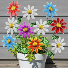 Vexercisehoop 10 Stück 39,9 cm Outdoor-Blumen, Metall-Hofkunst, Metallblumen für den Außenbereich, Gartenpfähle, dekorative Pflanzen, Gartendekoration (Mix A)