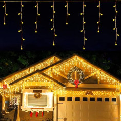 LEDYA Outdoor Fairy Lights, 30 m, 1000 LED Icicle Fairy Lights, Outdoor Warm White, Fairy Lights, Christmas, Icicle Rain, Outdoor, Christmas Decoration, 8 Modes for Children's Room, Window, Balcony
